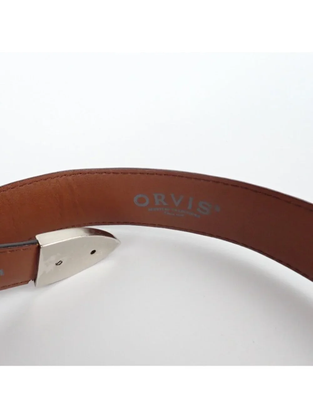 Orvis Men’s Brown Leather Belt Size 34 1.25” Width Classic Buckle